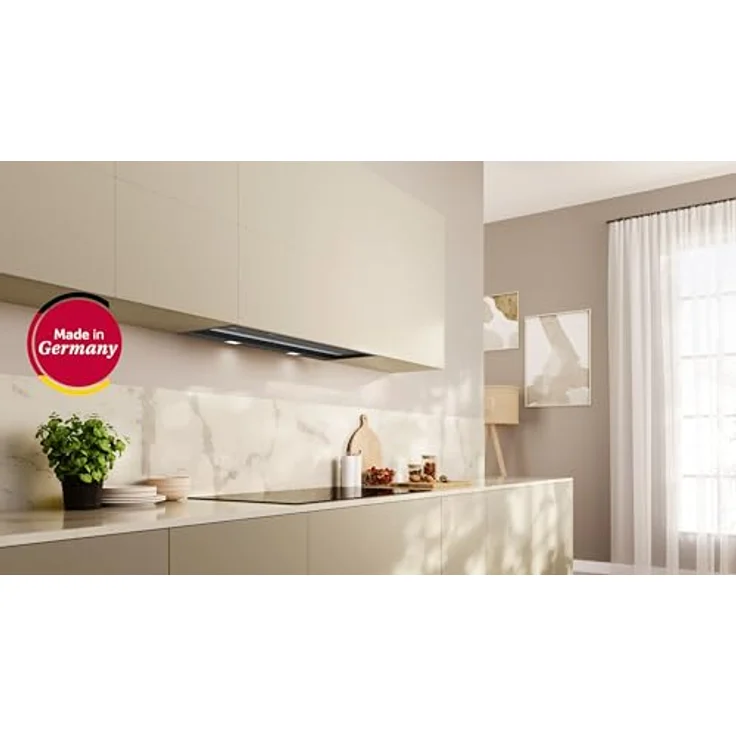Neff D97XDP2S0, N 70, Integrierte Designhaube 90 cm, Klarglas schwarz bedruckt, Mattschwarz, mit Efficient Drive Motortechnologie und Home Connect Funktionen – Bild 2