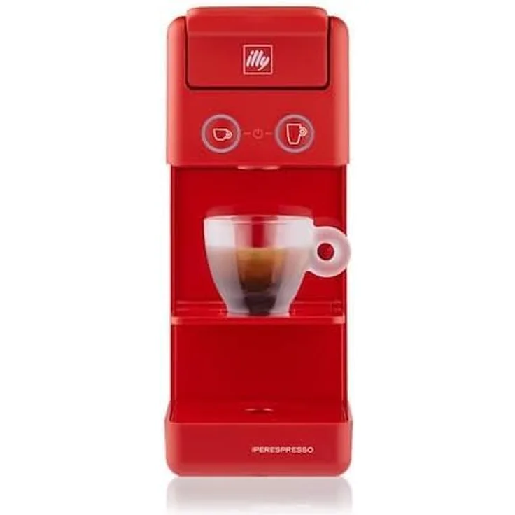 Illy Cafè Y3.3, Kaffeemaschine in Rot, kompatibel mit Iperespresso-Kapseln für Espresso und American Coffee, kompakte Bauweise mit individueller Steuerungstechnologie