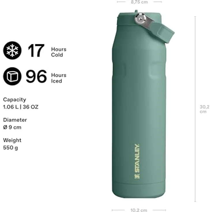 STANLEY 1913 Flip Straw Trinkflasche 1.06L, doppelwandige Vakuumisolierung, Farbe Shale – Bild 2
