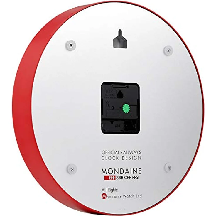 Mondaine Wanduhr A990.Clock.11SBC 25cm - Bahnhofsuhr in Rot aus Aluminium mit rotem Sekundenzeiger staubbeständig – Bild 2