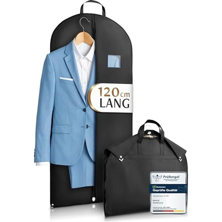 Bruce.® Kleidersack Kurz 120x60 cm – Schwarz, atmungsaktive und wasserabweisende Anzugtasche für optimalen Schutz vor Staub und Motten – Bild 1