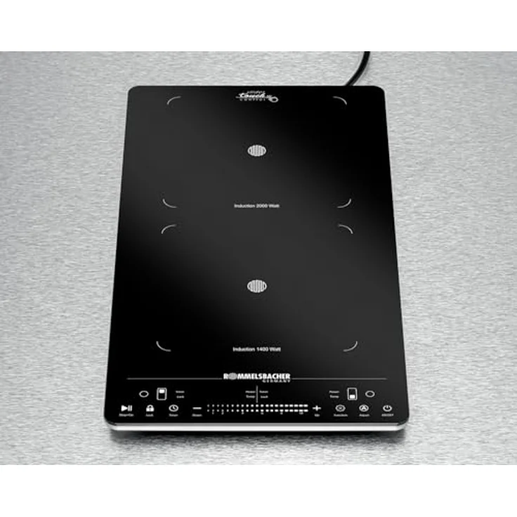 Rommelsbacher CT 3430/IN Doppelkochplatte Induktion, 3400W, 2 Kochzonen, Slider Touch-Bedienung, Schwarz – Bild 3