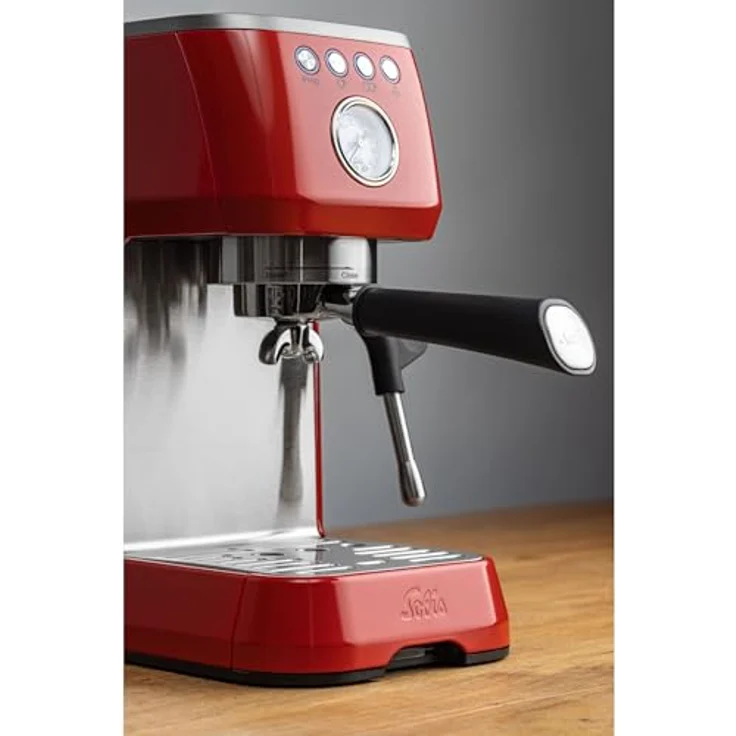 Solis Espressomaschine, Manometer, Dampf- und Heißwasserfunktion, PID-Temperaturregler, 54 mm Siebträger mit Doppelauslauf, 15 bar, 1,7 l Wassertank, Edelstahl, Barista Perfetta Plus Red (Typ 1170) – Bild 3
