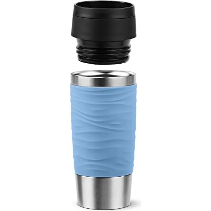 Emsa N20213 Travel Mug Wave Isolierbecher 0,36 Liter | neuer Komfort-Schraubverschluss | Edelstahl | 4h heiß und 8h kalt | 100% dicht | spülmaschinenfest | 360°-Trinköffnung | Pastellblau – Bild 2