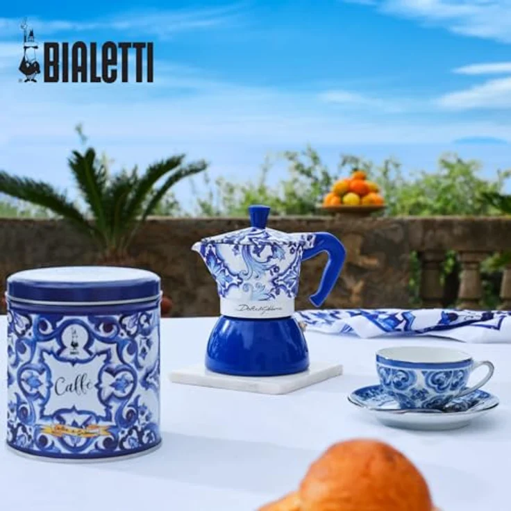 BIALETTI Espressokocher Bialetti D&G, Aluminium, 6 Tassen, geeignet für Elektro-, Gas-, Glaskeramik- und Induktionsküchen, blau – Bild 5