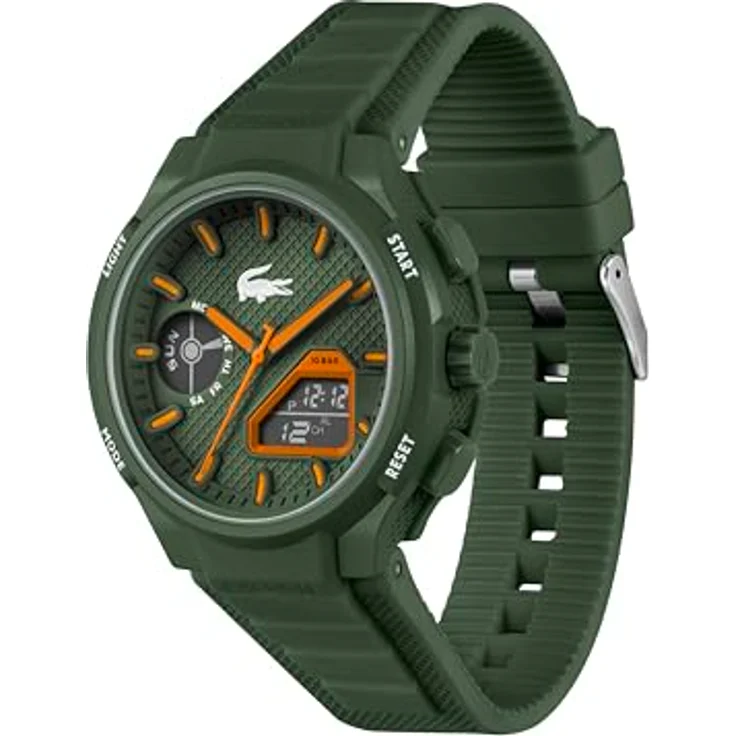 Lacoste LC33 Analoge-Digitale Multifunktions-Quarzuhr für Herren mit 44 mm Durchmesser, Grünes Silikonarmband, Wasserdicht bis 10ATM, Chronograph und Wecker – Bild 3