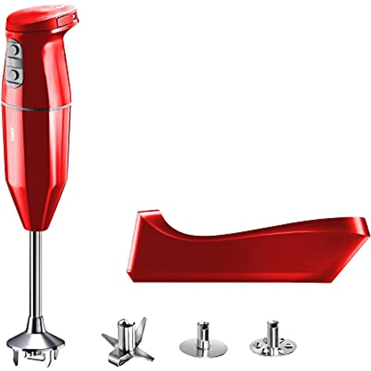 bamix Stabmixer Set cordless PLUS kabelloses, 250 Watt, 3-Stufen, Made in Switzerland, Rot – Bild 1