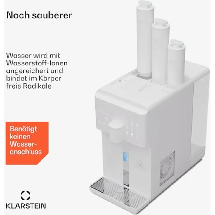 Klarstein AquaLine Osmose-Wasserfilter-System für Umkehrosmose, 6L Auftisch Wasserfilter-System mit Wasserstoff-Ionisator & Heißwasserfunktion, 5-Stufige Filtration, 3 Filter, RO-Umkehrosmoseanlage – Bild 3