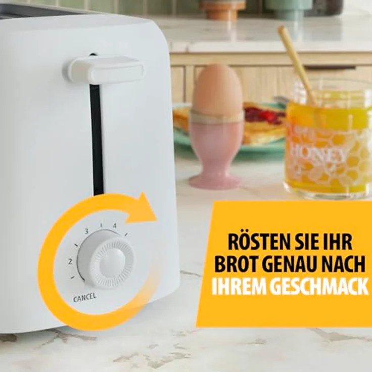 Tristar Toaster BR-1061, 2 Scheiben, 650W, 6 Bräunungsstufen, Auftauen-, Aufwärm- und Stoppfunktion, automatische Abschaltung, Krümelschublade, Brötchenaufsatz – Bild 4