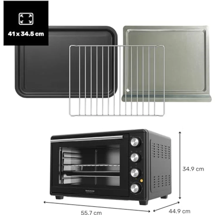 Taurus Elektrobackofen 45L, 2000W, 15 Funktionen mit Drehspieß und 90 Min Stay-On-Modus – Bild 3
