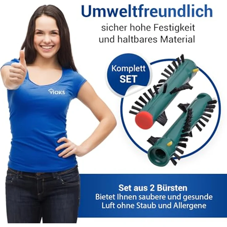 VIOKS Bürstenwalze Rolle Set 2x Ersatz für MisterVac VB-128, kompatibel mit Staubsauger EB360 – Bild 7
