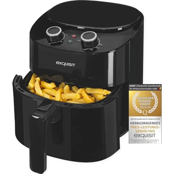 Exquisit Heissluftfriteuse FR6502 sw | 3,5 Liter | 1300 W | Timer | schwarz – Bild 1