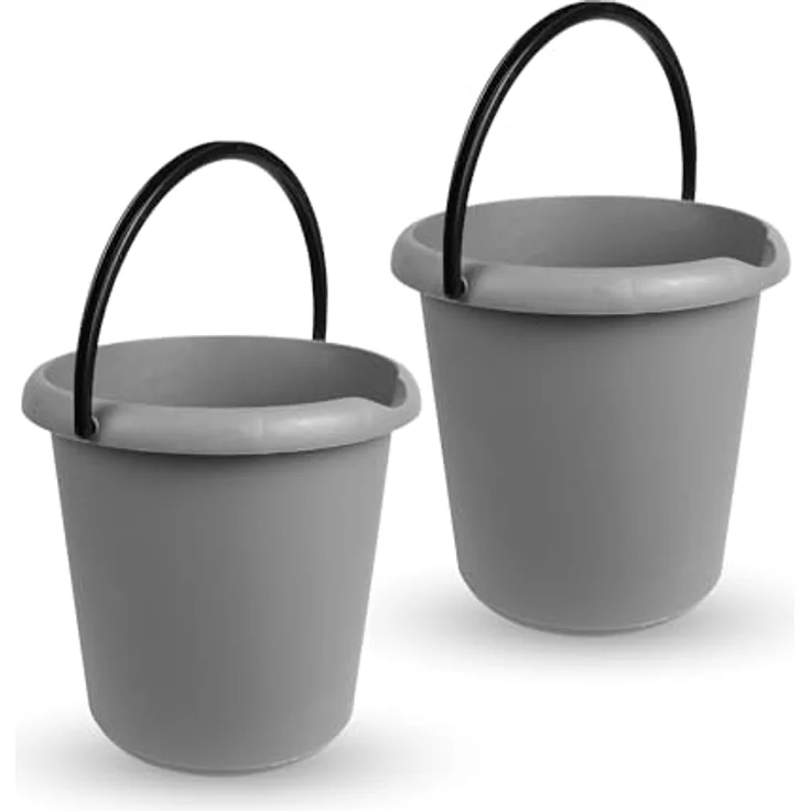 ProHome Putzeimer 5 Liter, Kunststoff-Eimer in Rosa, Grün oder Anthrazit, BPA-frei, Made in EU, mit Mess-Skala und Griffmulde, 2-tlg – Bild 1