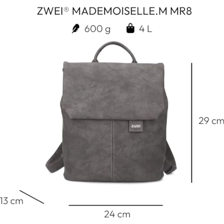 Zwei Mademoiselle.M City Rucksack, 29 cm, grau, aus 100% Polyurethan, kompakt und modern – Bild 2