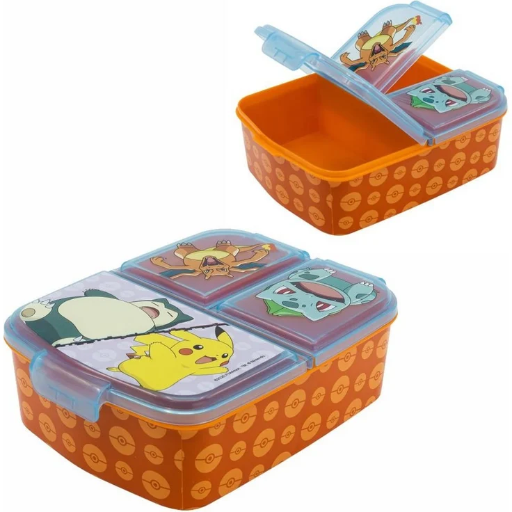 POKÉMON Lunchbox Brotdose 3 getrennte Fächer Pokemon Lunch to Go Vesper Dose, Kinder Vesper Dose mit Click-Up Verschluss – Bild 1