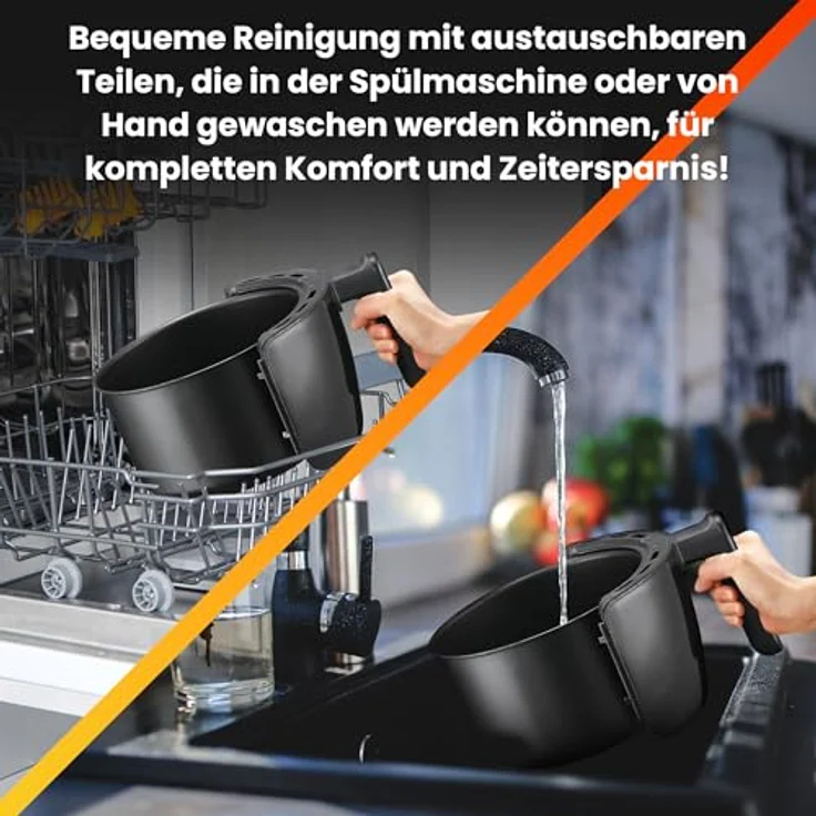 EXTRALINK Extralink 1000W Airfryer 2L - Heißluftfritteuse mit Antihaftbeschichtung, LED-Touchscreen, Energiesparend, 90% Weniger Fett - Schwarz – Bild 3