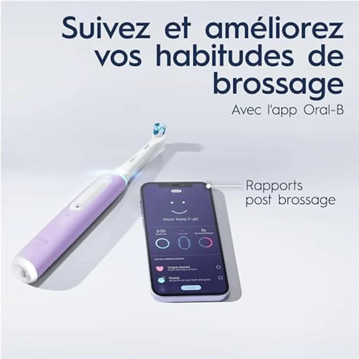 Braun Oral-B iO 4N Elektrische Zahnbürste, Lavendel, mit Bluetooth und Reiseetui für gründliche Mundhygiene – Bild 5