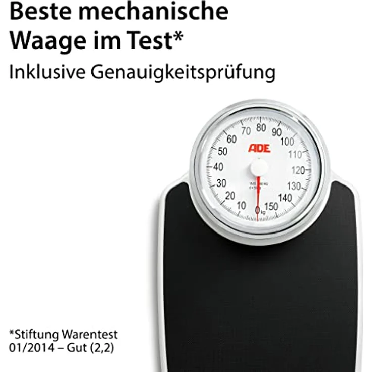 ADE Mechanische Personenwaage M 308800 Clinica, Zuverlässige, analoge XL Badezimmerwaage im klassischen Doktorwaagen, Design, Große, rutschfeste Wiegefläche und robustes Metallgehäuse, Retro, Look, Weiß – Bild 2