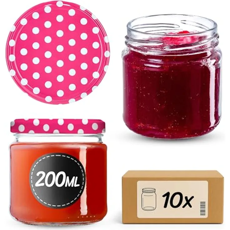 KADAX 10er Set Einmachgläser 200ml TO66, Luftdicht & Spülmaschinenfest, Ideal für Marmelade und Pesto