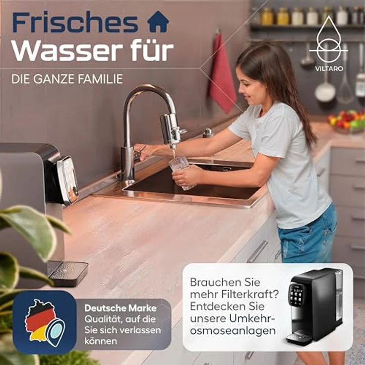 VILTARO® Wasserfilter Kartusche, Aktivkohlefilter für Wasserhahn, nachhaltig aus CoconutBlock, 6 Monate Lebensdauer – Bild 5