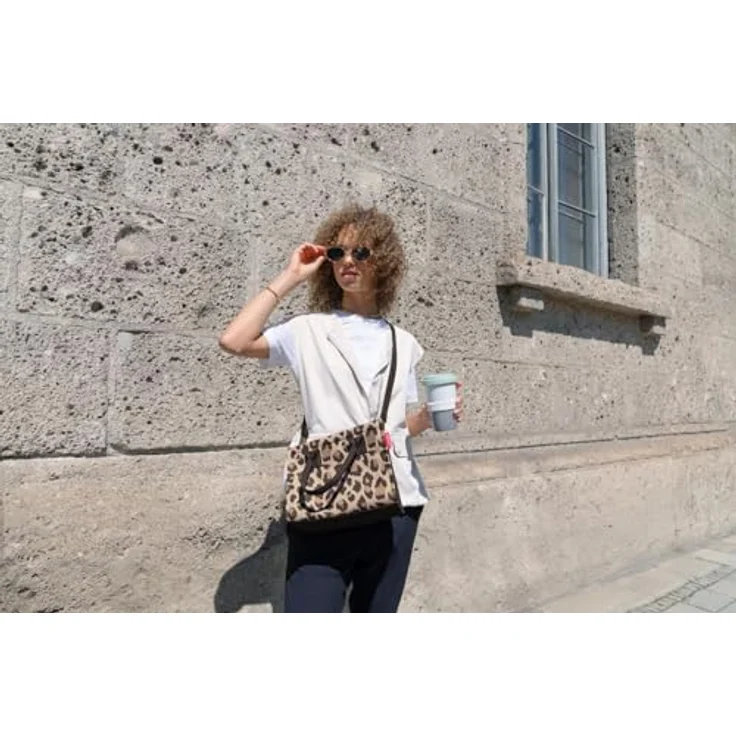 reisenthel daily shopper XS leo macchiato, Einkaufstasche mit Reißverschluss, wasserabweisend, 14x27x21 cm, Mehrfarbig – Bild 8