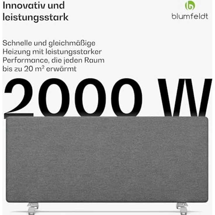 blumfeldt ThermaTouch Konvektor Heizung - 2.000W Elektroheizung, Präziser Thermostat, 24h-Timer, IP24, Überhitzungsschutz, Grau – Bild 2