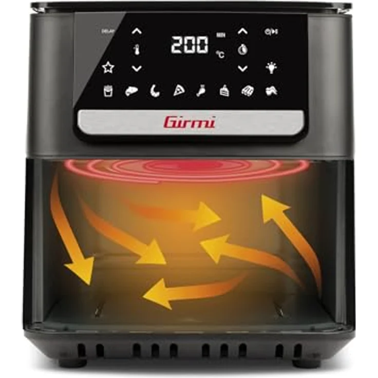 Girmi Heißluftfritteuse FG84 Ecofrit Crisp, 6,5 l, 1700W, 8 Programme, LCD Touch Display, Temperaturregler bis 200°C – Bild 6