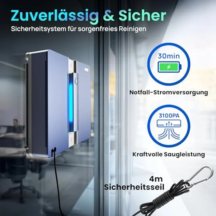 ClevioniQ X9 Pro Elektrischer Fensterputzer mit 4-Wege-Sprühfunktion, Präziser Navigation, Randerkennung und Deutscher Sprachausgabe, Leiser Betrieb – Bild 2