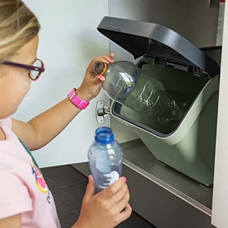 Sunware Sigma Home Sortiereinheit 3er Set, 30 Liter, mit Griffen und stapelbarem Deckel - Grün – Bild 5