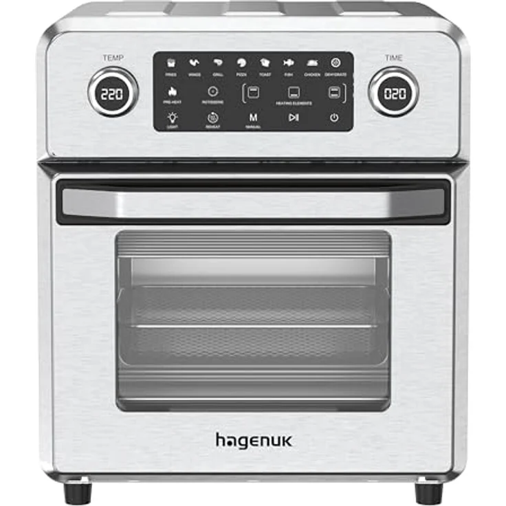 HAGENUK Bistro Vital Deluxe Heißluftofen, 14 L, 1700 W, Fettarm, Multifunktional mit 10 Smart-Touch-Programmen und Edelstahl-Garraum – Bild 1
