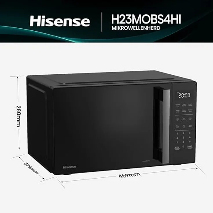 Hisense Mikrowelle H23MOBS4HI, Mikrowelle, 23 l, Schwarz, INVERTER-Technologie, 900 W, 10 Leistungsstufen – Bild 2