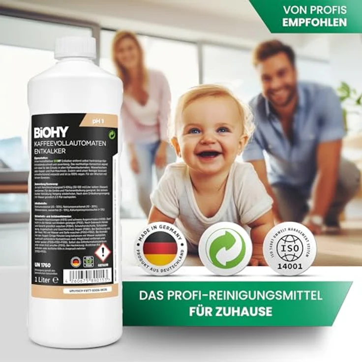 BiOHY Kaffeevollautomaten Entkalker, 1l flüssiger Kalklöser für Kaffeemaschinen & Wasserkocher, mit allen Geräten kompatibel – Bild 4