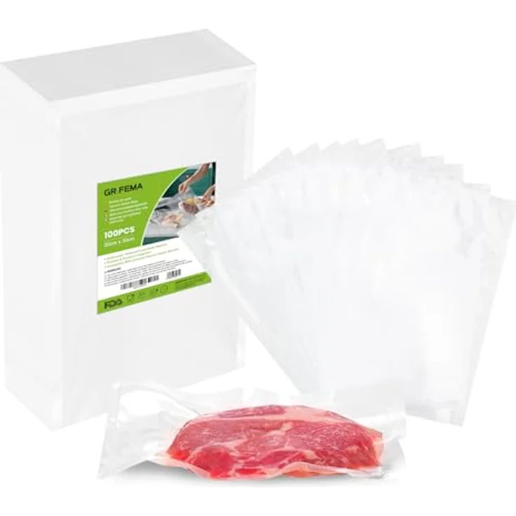 GRIFEMA GH80 Vakuumierbeutel, 20x30 cm, BPA-frei, 100 Stück, für Vakuumierer, wiederverwendbar, temperaturbeständig -20°C bis 100°C – Bild 1