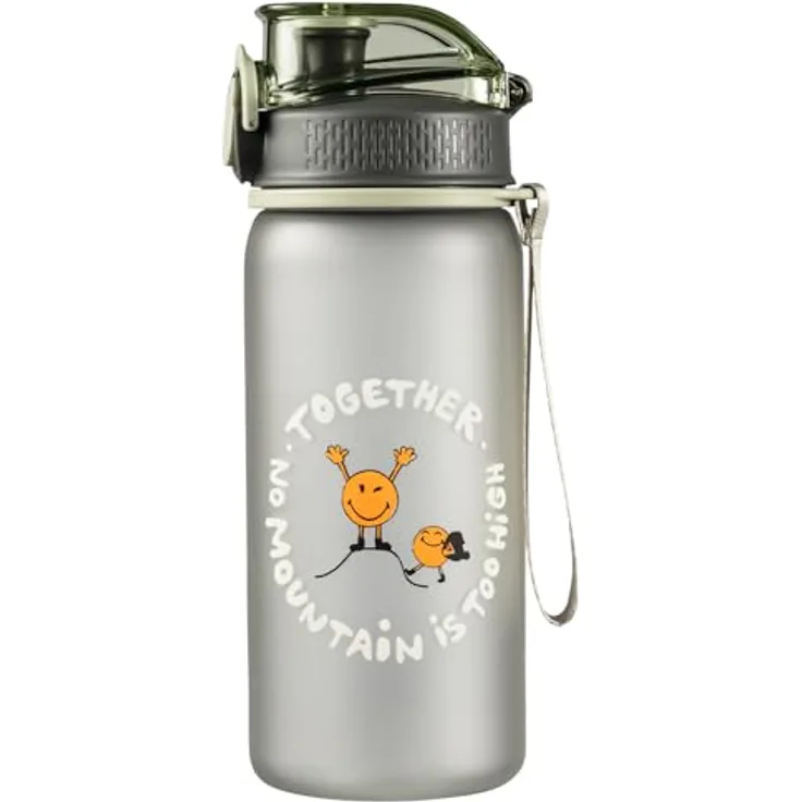 Jack Wolfskin SMILEYWORLD BOTTLE, Trinkflasche für Kinder mit Trinkhalm, 0,5 Liter, bunt