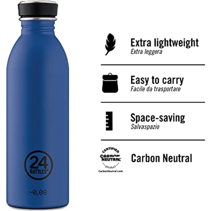 24Bottles Urban - 1L/500ml/250ml Wasserflasche, Trinkflasche mit 100% Dichtem Verschluss Öko BPA-freie Edelstahl-Trinkgflaschen [Nicht thermisch, Ultraleicht] – Bild 3