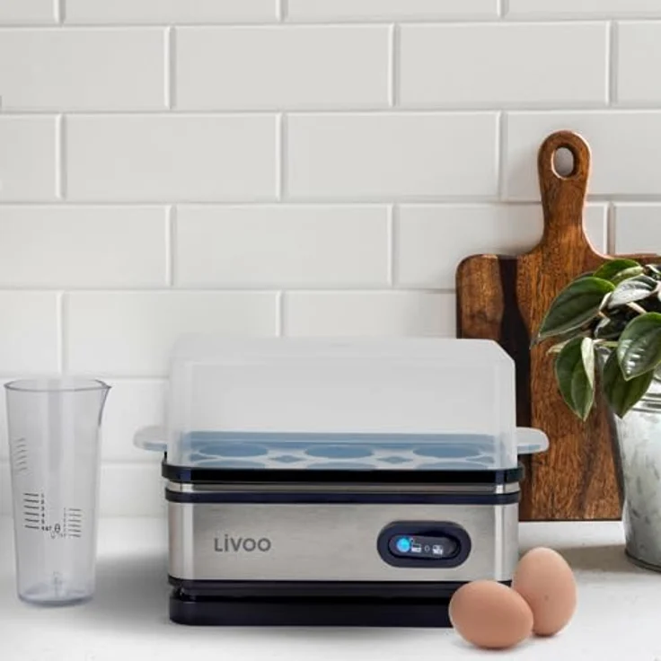 Livoo DOC290, Eierkocher für 6 Eier mit Edelstahl-Heizplatte und Warmhaltefunktion, 400 Watt – Bild 2