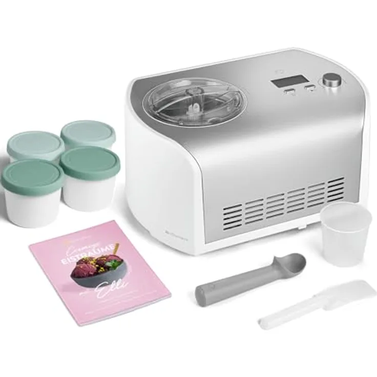 Springlane Kitchen Eismaschine Elli 1,2 L mit selbstkühlendem Kompressor 135 W, Edelstahl, inkl. Rezeptheft (Mini Mint)