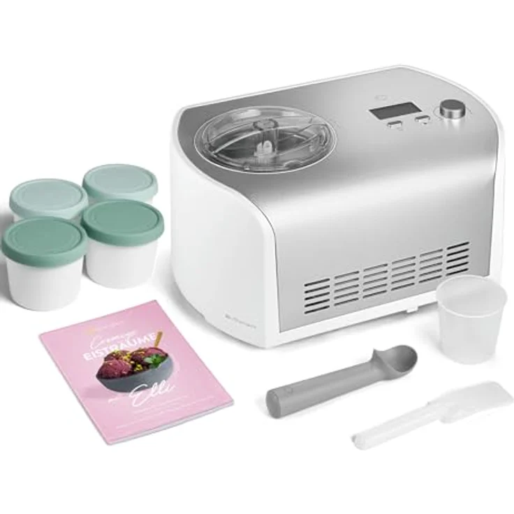 Springlane Kitchen Eismaschine Elli 1,2 L mit selbstkühlendem Kompressor 135 W, Edelstahl, inkl. Rezeptheft (Mini Mint) – Bild 1