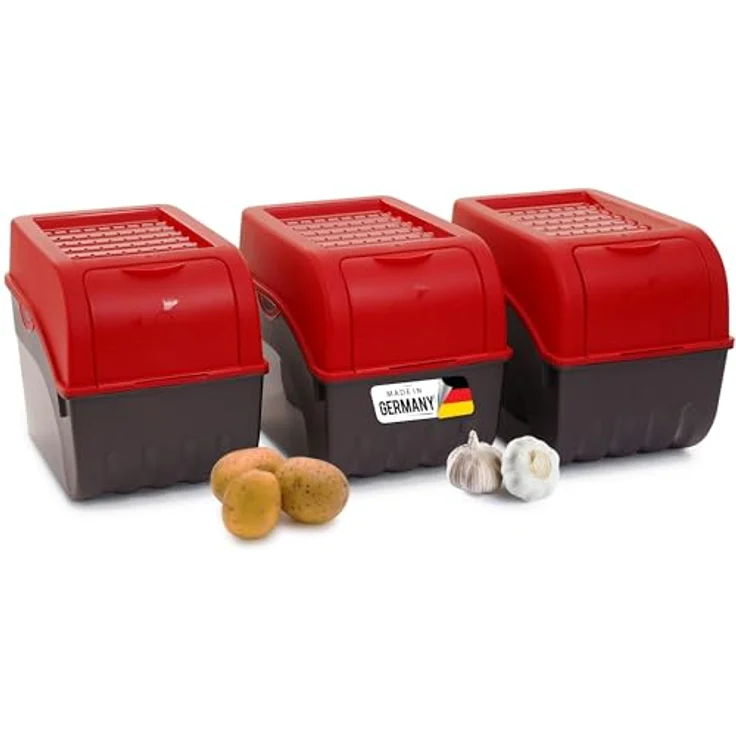Novaliv Kartoffelbox XL, 9L in rot, stapelbar mit optimaler Luftzirkulation für Gemüse und Obst – Bild 1