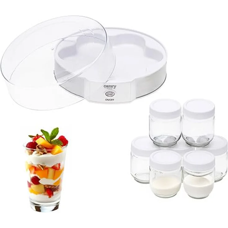 Camry CR 4519 Joghurtbereiter, Joghurt-Maker mit 7 Gläsern, Weiß/Silber, konstante Temperatur 42°C, 20W – Bild 8