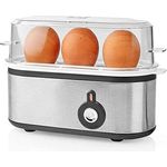 TronicXL Kleiner Design Eierkocher Edelstahl für 3 Eier Kocher schmal flach klein kompakt Metall silber