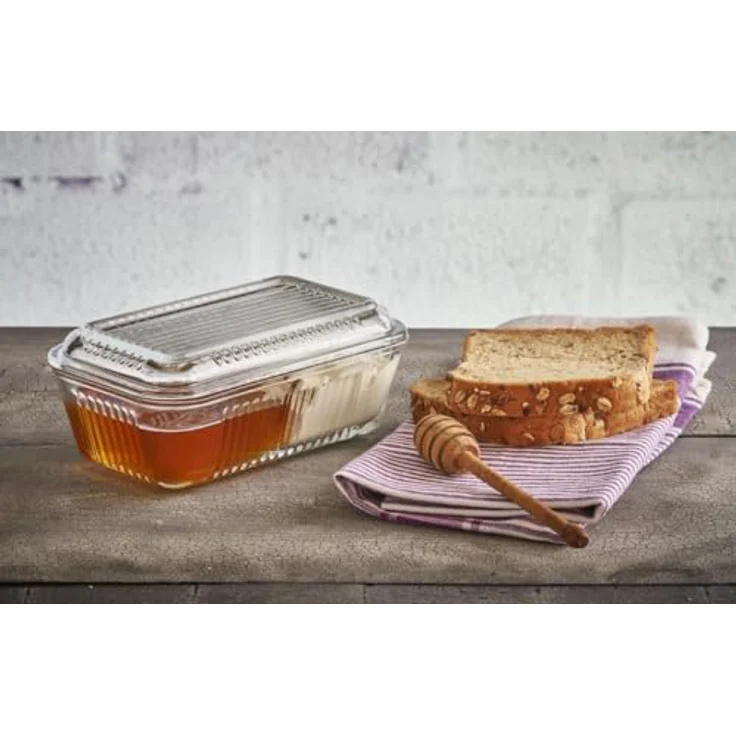Pasabahce Butterdose Frigo Studio, 2-Teilig Butterdose aus Glas, spülmaschinenfest, transparent – Bild 2