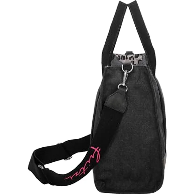 Fritzi aus Preußen Handtasche, große Canvas Tasche 40 cm, Schwarz, abnehmbarer Schulterriemen, crossbody tragbar – Bild 5