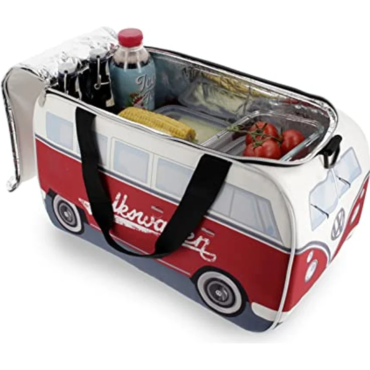 TOP Kühltasche VW T1, isolierte Kühlbox mit 25 l Inhalt, rot/weiß, mit Tragegriffen und verstellbarem Gurt – Bild 6