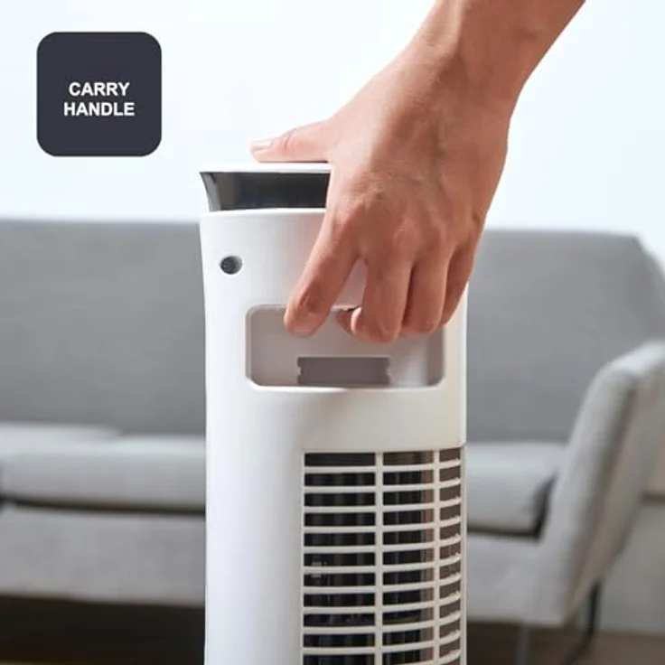 Black + Decker BXEFT48E - Digitaler oszillierender Turmventilator mit Fernbedienung, 81 cm hoch, 3 Geschwindigkeitsstufen, 3 Modi, Zeitschaltuhr 12 h, Leistungsstark, weiß. – Bild 7