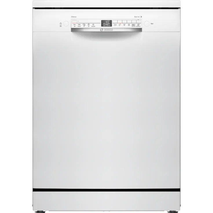 Bosch Serie 2 SMS2HTW02E, Freistehender Geschirrspüler für 14 Maßgedecke, Energieeffizienzklasse D, 5 Programme, höhenverstellbarer Oberkorb, Wasserenthärtung