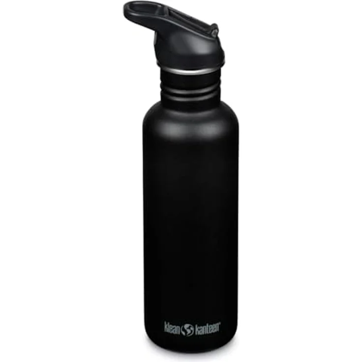 Klean Kanteen Trinkflasche Kanteen®Classic 800ml, Flip Sport Cap, Schwarz Black, BPA-frei, aus 90% recyceltem Edelstahl – Bild 1