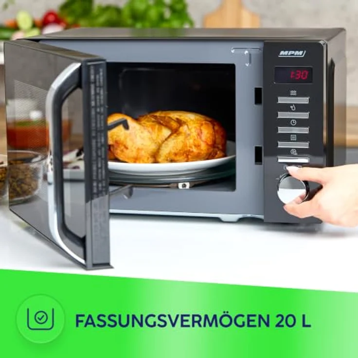 MPM 20-KMT-05 freistehende Mikrowelle, 20l, schwarz, 700 W, mit 8 Automatikprogrammen und digitalen Bedienfeld – Bild 6