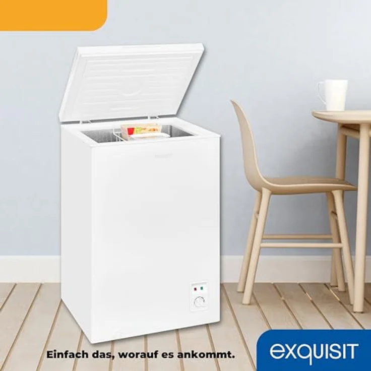 Exquisit Gefriertruhe GT100-050E, 99 Liter, Toplader, 4-Sterne-Gefrieren, Weiß – Bild 5