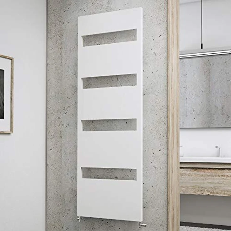 Schulte EP170060 04 Bad-Heizkörper Turin, 170 x 60 cm, 620 Watt Leistung, Mittelanschluss und beidseitig von unten, Alpinweiß, Handtuchhalter-Funktion – Bild 3